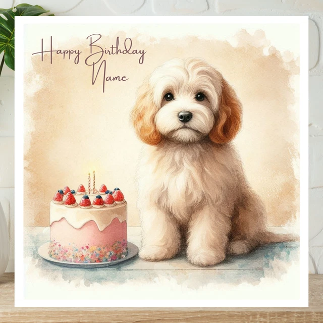 PERSONALISED COCKAPOO DOG with Cake Greetings Birthday Card £3.11 ...