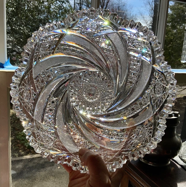 Elmira American Brilliant Comet #15 1/2 Cut Glass Bowl c. 1900-1910 J.Wanamaker