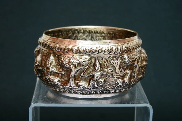 Antique Burmese Silver Buddhist Alms Bowl