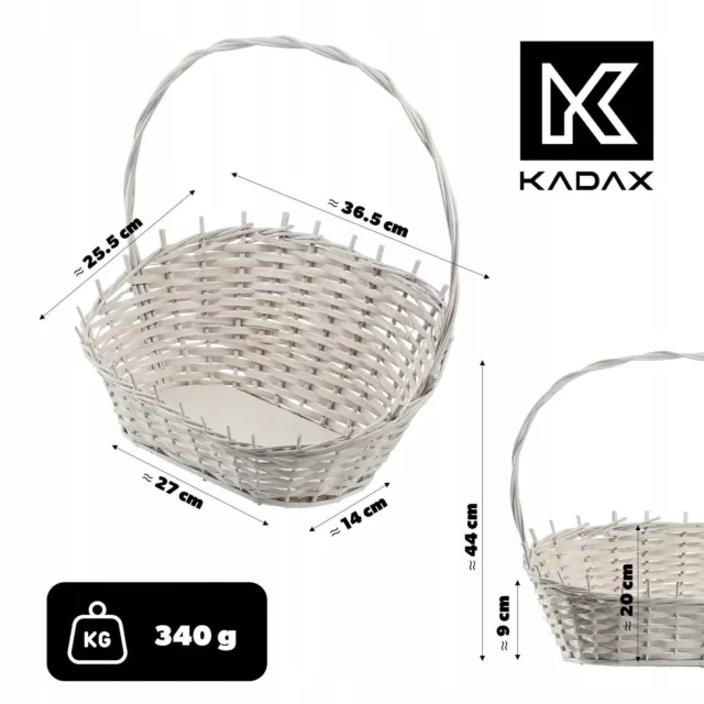 Cesta de regalo KADAX, cesta de mimbre, cesta con asa, blanco, mediano 3