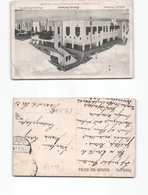 (b96757)   Deutschostafrika Ansichtskarte Deutsches Postamt 1913 nach Ludwi