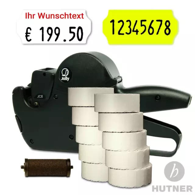 SET Jolly C8 Preisauszeichner inkl. 10 Rollen Etiketten 26x12 WR + 1 Farbrolle