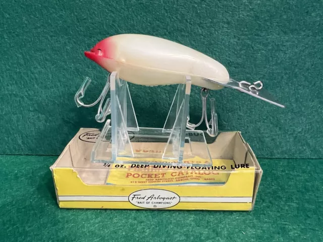 Vintage Fishing Lure Fred Arbogast Mud-Bug in Pink Eye w/Box & Paperwork