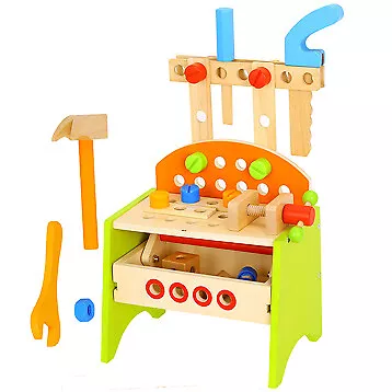 Tooky Toy Work Bench Wooden Pretend Play Playset with Tools Nuts and Bolts 3+yrs