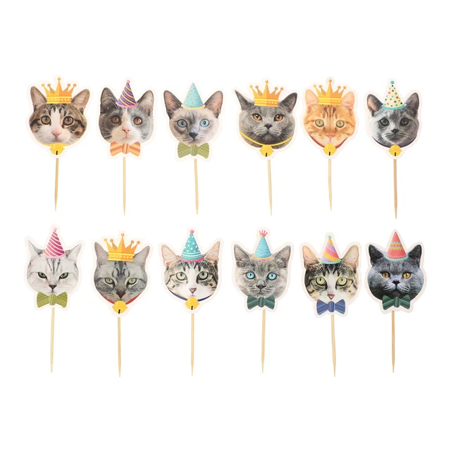 Animal Cupcake Topper Animal Cat Cake Insert Cupcake Decorating Hat