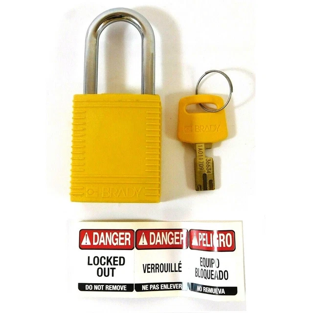 Brady NYL-YLW-38ST-KA6PK 1/4" Safety Padlock (Pack of 6)