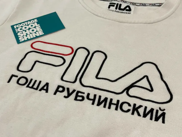 FILA x GOSHA RUBCHINSKIY CREWNECK SWEATSHIRT WHITE BLACK RED GRANT HILL SMALL S