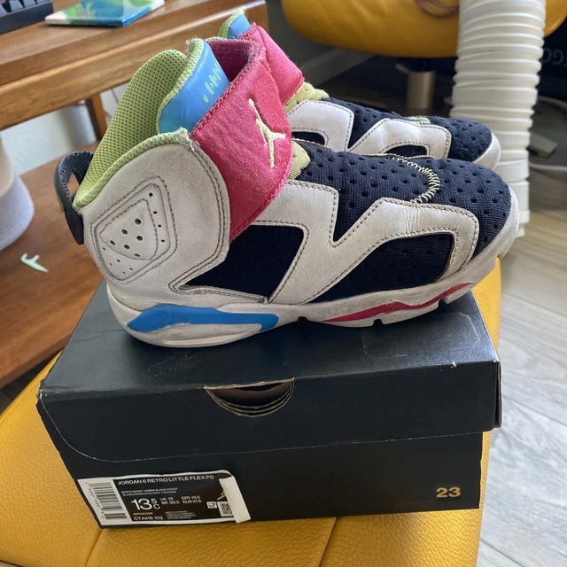 NIKE AIR JORDAN 6 Retro Little Flex CT4416-103 Multi-Color Boys SZ 13.5