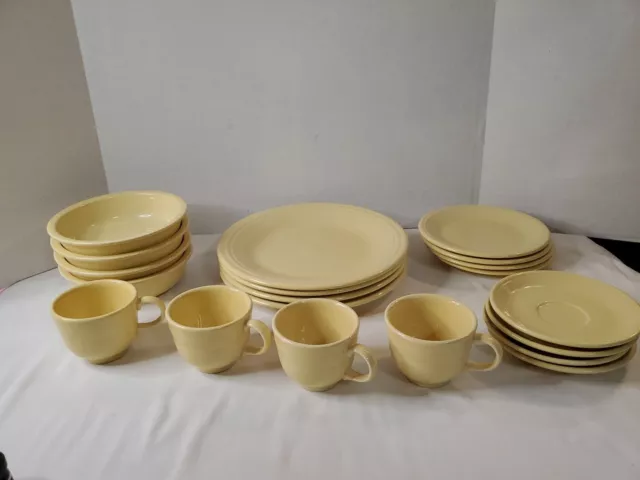 20 Piece Set  Fiesta Ware Sunflower Yellow Homer Laughlin Bowls Plates Cups