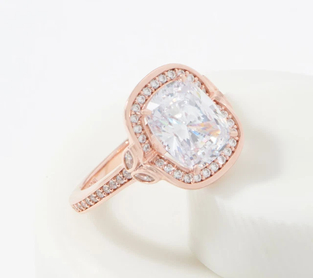 Diamonique CZ Cushion Elongated Band Ring Size 5 Sterling Silver