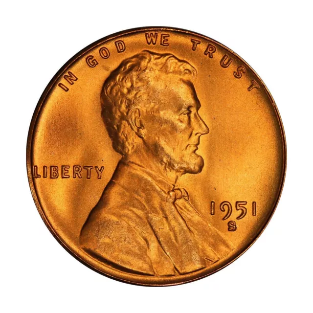 1951 S Lincoln Wheat Cent Choice BU 1c Brilliant Uncirculated OBW Superb Detail