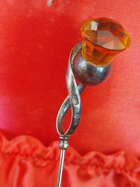 Épingle à Chapeau Ou Cravate Vintage - Cabochon Fleur Couleur Or, Référence *5165, Occasion