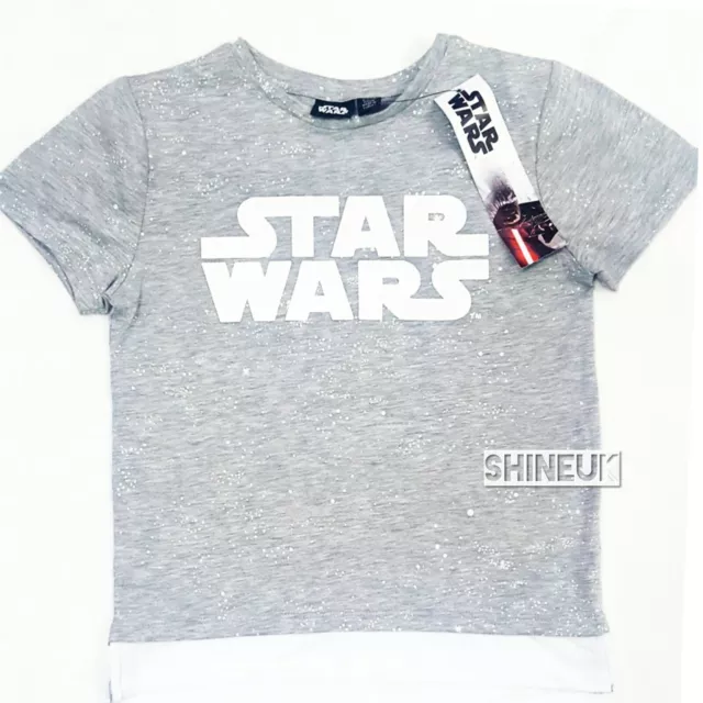 Official Disney STAR WARS Boys/Kids Tshirt Grey Tee TOP Primark NEW with tag