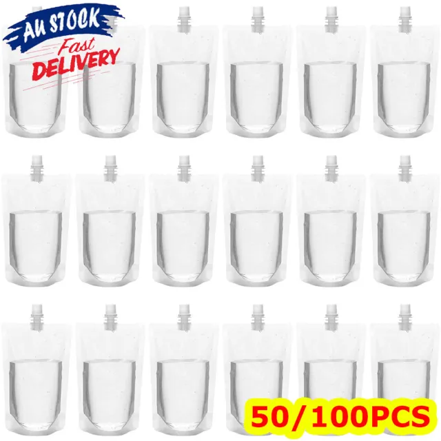 Clear Stand Up Plastic Drink Bag Spout Pouch for Beverage Juice Milk 100ml-500ml