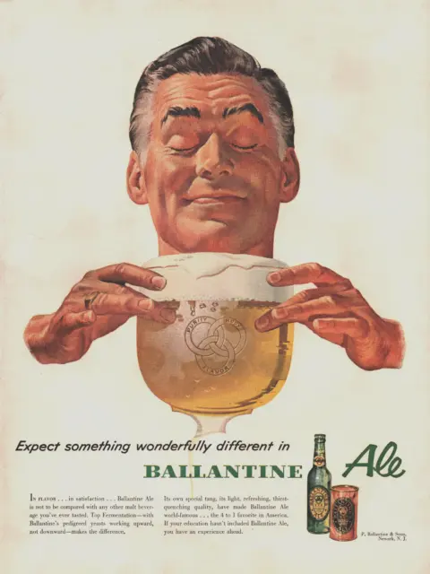 Vintage 1953 Ballantine Ale Expect Something Wonderfully Different Advertisment