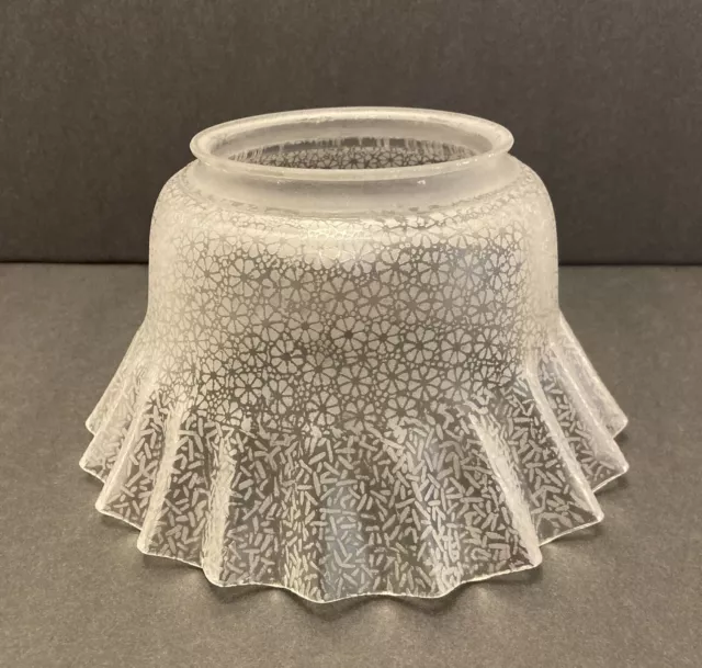 Antique Acid Etched Glass Gas Light Lamp Shade CHINTZ PATTERN 4” Fitter