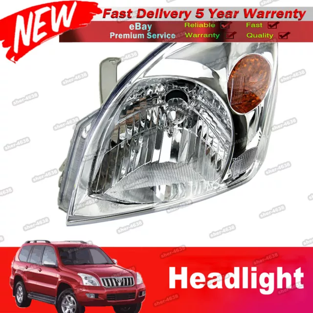 For Toyota Landcruiser Prado 120 Series 02-09 LH Chrome Head Light Lamp 2