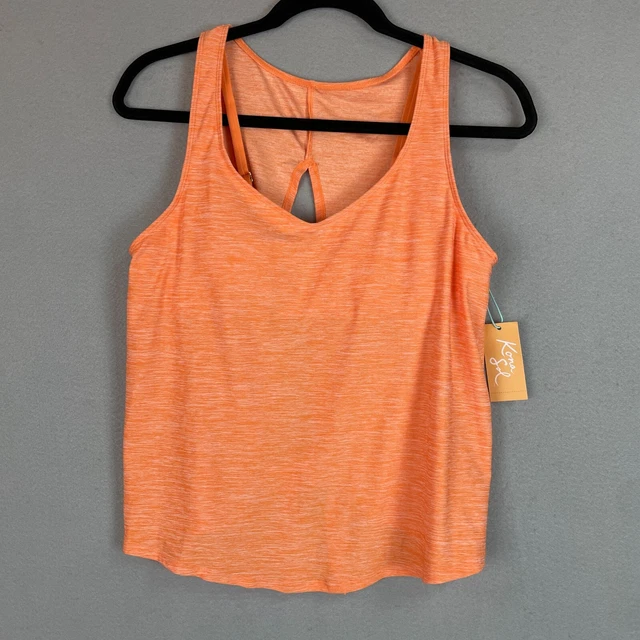 Kona Sol Swimsuit Tankini Top Medium Orange Tie Back Shelf Bra Swim Tank M
