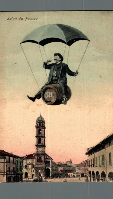 Ravenna Faenza Uomo che beve sulla Botte M. Poppins F. piccolo non spedita