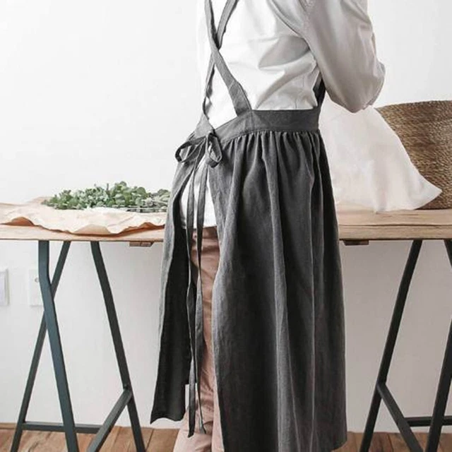 1 pièce jolie robe pinafore bavoir tablier coton lin sans manches cuisine maiso