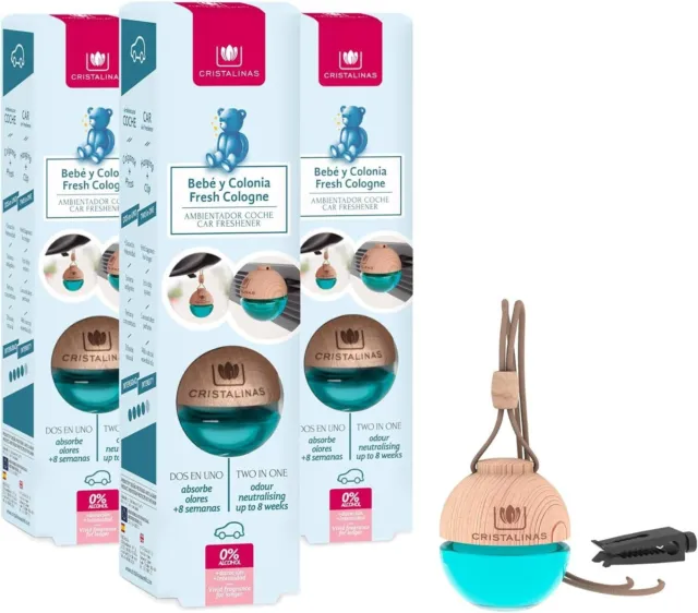 Pack Of 3 Car Air Fresheners Fresh Cologne Scent, Odour Neutraliser upto 8 weeks