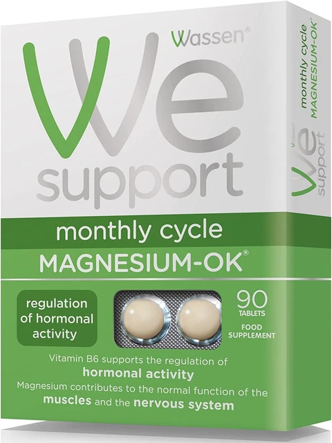 Wassen Magnesio-OK Attività Ormonale | Supporto Ciclo Mensile & Menopausa | 90