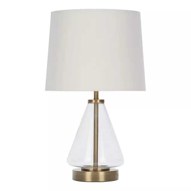 Better Homes and Gardens Glass with Brass Base Table Lamp, 18" H