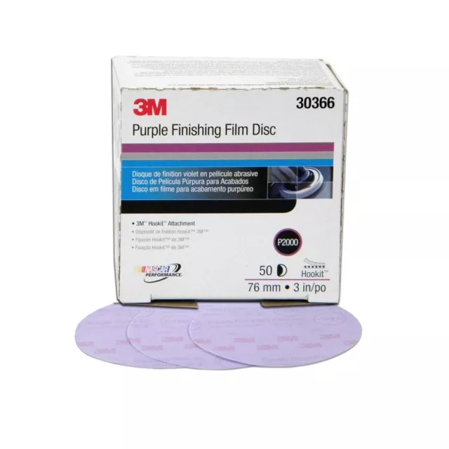 3M 3" 2000 Grit Purple Finishing Film Hookit Disc, 3 inch, P2000, 30366