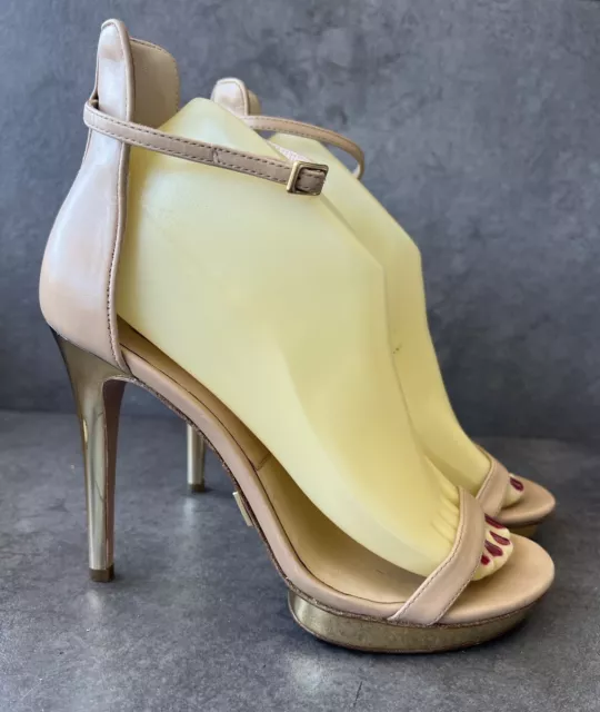 Michael Kors Collection Doris Leather Ankle Strap Platform Heels Sz IT 38 7.5 US