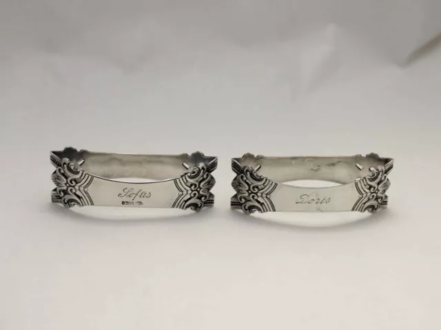 Magnus Aase Anitra 830S Silver Signed Oblong Napkin Rings - Set of 2 - with Mono