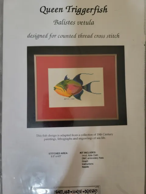 NEW Queen Triggerfish Counted Cross Stitch Heartland House Designs Kit