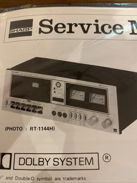 RT-1144H,HB STEREO CASSETTE Tape Deck Service Manual vintage - Sharp ...
