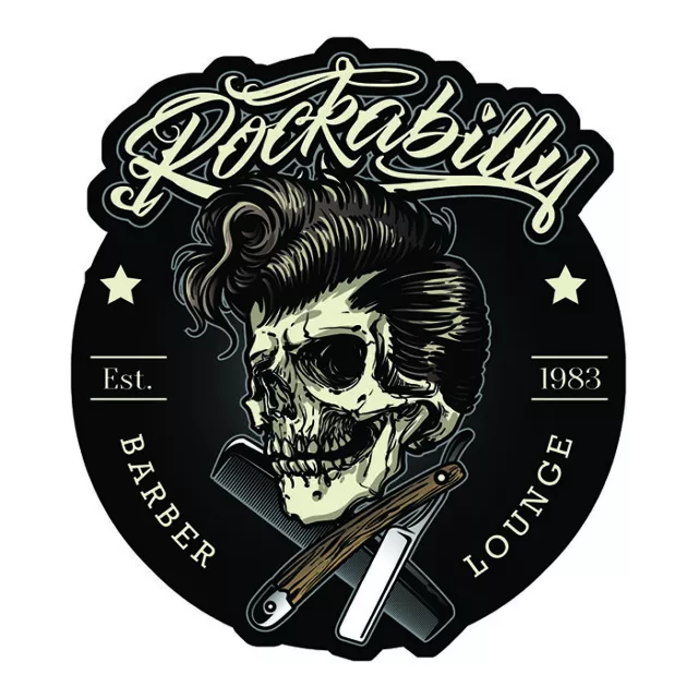 Barbier Barber Shop Hypster Skull Rockabilly Decal Autocollant Sticker Fpb104