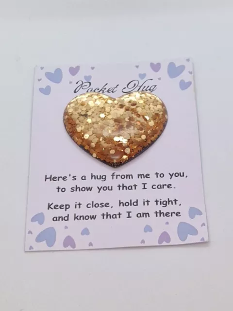 Handmade Resin Pocket Hug Hearts, Keepsake, Heart Token, Gift.