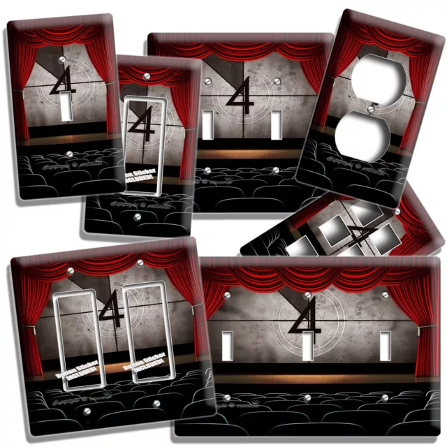 Vintage Movie Theater Red Curtains Home Tv Room Light Switch Outlet Wall Plates