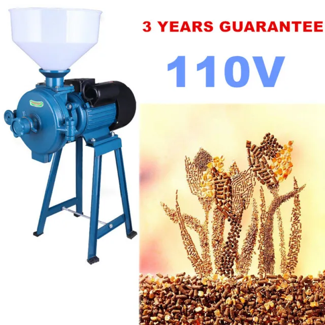 2.2KW Motorized Mill Cereal Grinder + Funnel Grain Wheat Feed/Flour Punch Flour