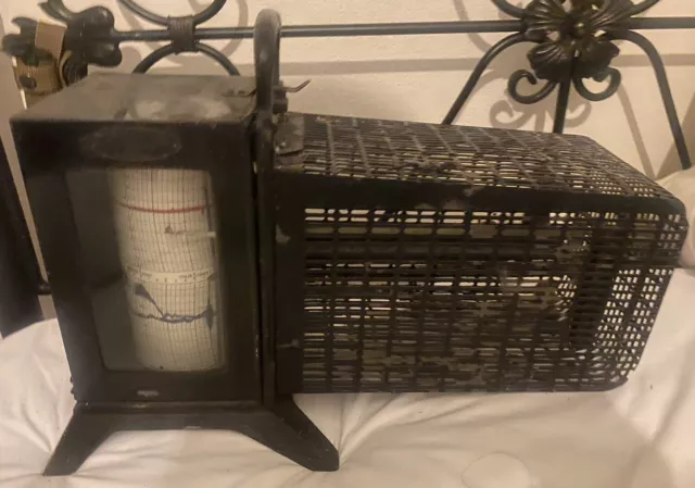 Vintage Negretti & Zambri Thermograph Temperature Range Recorder Barograph