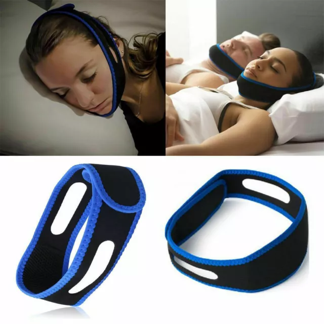 Anti Snore Stop Snoring Sleep Apnea Strap Belt Jaw Solution Chin Support Aid