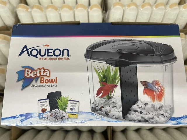 Betta Bowl Aquarium Fish Tank Kit Black Half Gallon