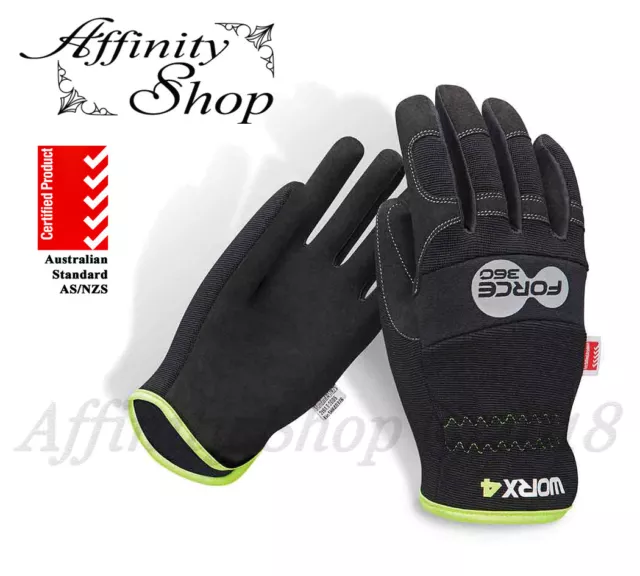 1x Force360 Fast Fit Work Gloves WORX4 Slip On Mechanics Safety Glove AS/NZS