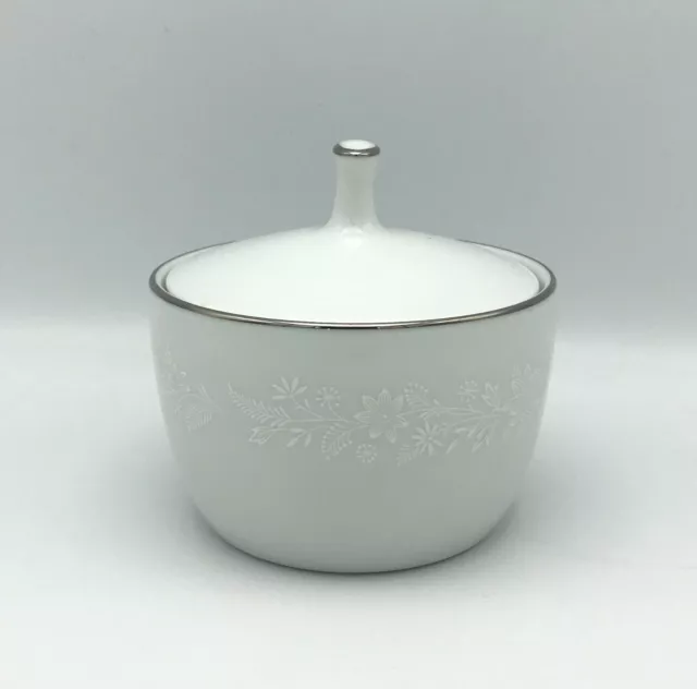 Kenmark "Venetian Lace" Sugar Bowl w/Lid, Japan, White on White, Excellent