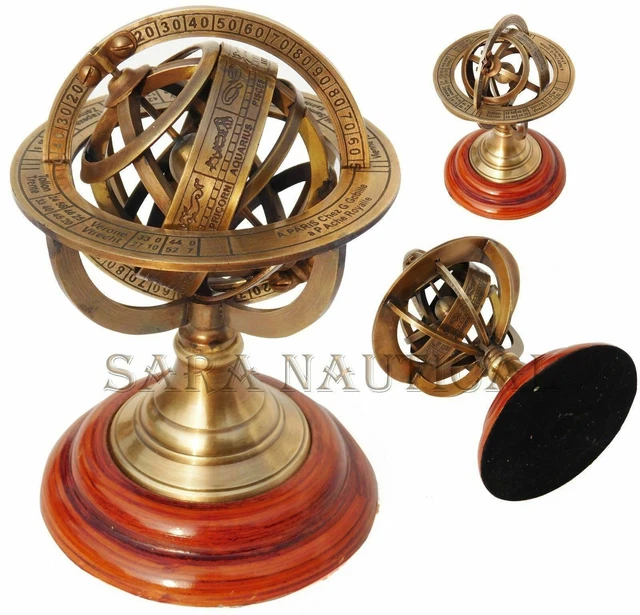 Sextant Nautique En Laiton Reproduction - Design Allemand Avec Miroir - Fait Main Finition Antique