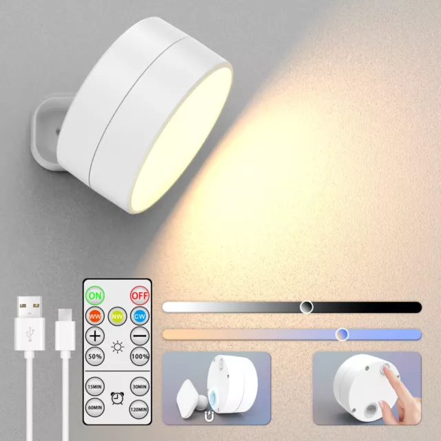 LED Applique Murale Magnétique sans Fil Luminaires Muraux Batterie Télécommande