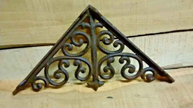 4 cast iron  Large ANTIQUE VICTORIAN STYLE SCROLL BROWN Shelf Brackets