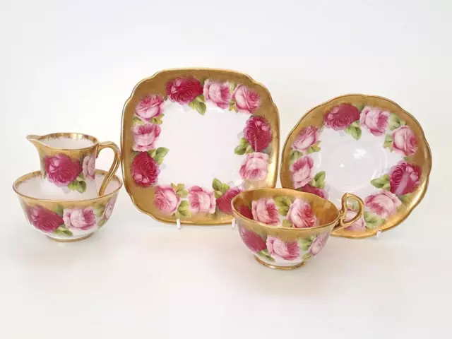 Royal Albert & Alfred B Pearce Old English Rose Trio, Milk & Sugar