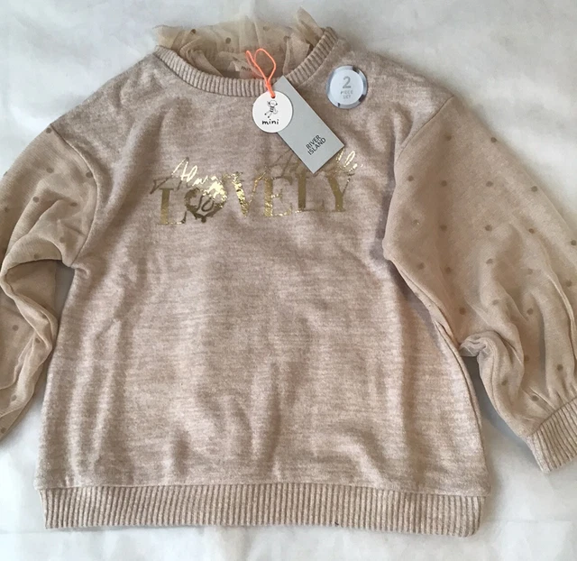 River island mini girls aged 4-5 years beige organza frilly cosy set BNWT 2