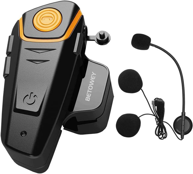 Intercom Moto Bluetooth, BETOWEY BT-S2 Kit Oreillette Bluetooth Casque Moto Inte