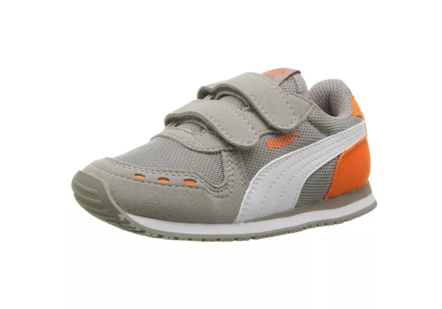 PUMA Cabana Racer Mesh Suede Gray Orange Little/Big Kids Girls Boys Shoes