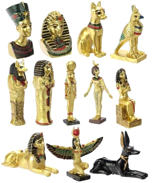 Ancient Egyptian Figures Statues Pharaoh Egypt Bast Cat Tutankhamun Sphinx Small