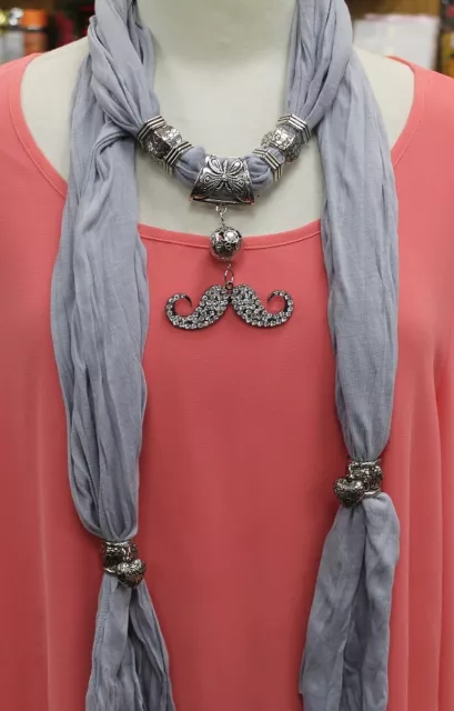 Charm Diamante Gemstone Jewellery Pendant Ladies Necklace Beaded Scarf